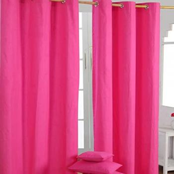 Plain Cotton Ready Made Eyelet Curtain Pair