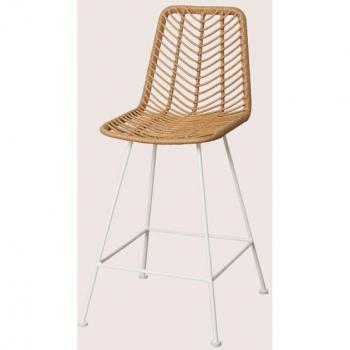 Sklum Tabourets de jardin : 2 pièces, rotin synthétique blanc, hauteur 65 cm