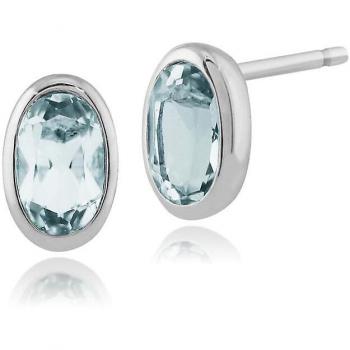 9ct White Gold Classic Oval Aquamarine Studs – 6x4mm