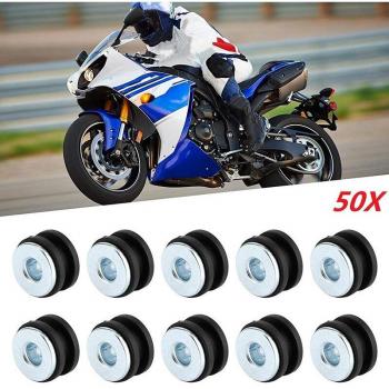 Arandela de goma para motocicleta, 50 unidades, perno de carenado, compatible con modelos Honda y Kawasaki