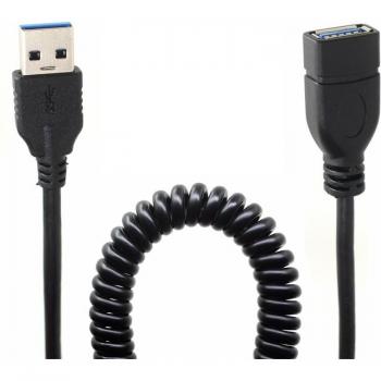USB 3.0 Male to Female Coiled Data Cable 5FT