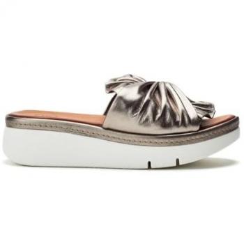 Moda In Pelle Ollin Pewter Metallic Leather Flatforms – UK 7 / EU 40