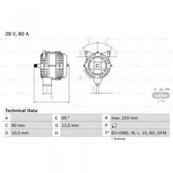 Bosch 0986048100 Alternator 28 V