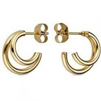 Rosefield Pendientes Aro Dual con Acabado Dorado 18K