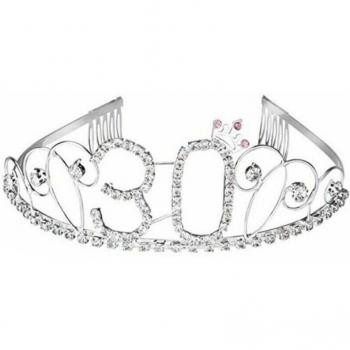 Milestone Birthday Silver Rhinestone Tiara