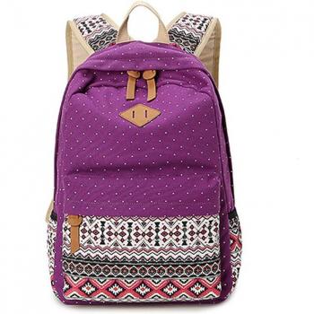 Estilo Retro Mochila Escolar de Lona