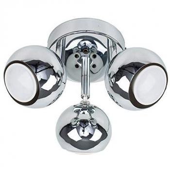 MiniSun | Retro Silver Chrome 3 Way Round Plate Adjustable Eyeball Ceiling Spotlight