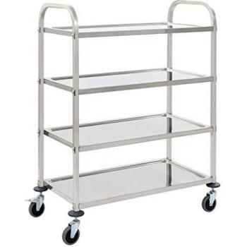 VidaXL Stainless Steel Kitchen Trolley 4-Tier 107x55x125 cm