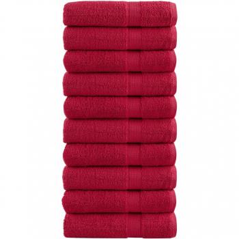 Vida XL Conjunto 10 Toalhas de Banho Solund, 70x140cm, 600g/m², Cor Vermelha