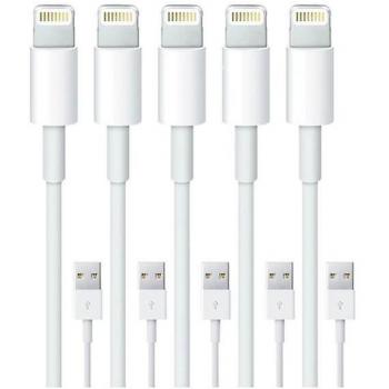 Pack 5 Chargeurs LED 1 M pour iPhone Xs/Max/X/8/7/6/SE/5S (iOS12)