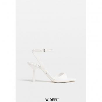 Stradivarius Wide Fit Stiletto Heel Sandals in Ecru