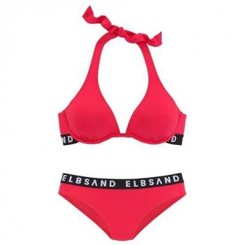 Elbsand Bügel-Bikini, mit kontrastfarbenen Markenschriftzügen