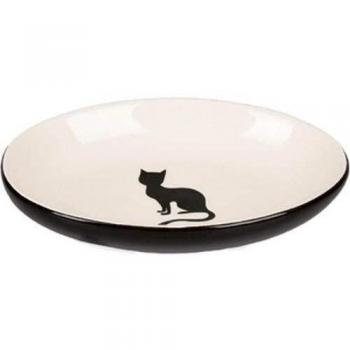Kat Eetschaaltje Nala Keramisch Ovaal Zwart-Wit 90ml 13cm