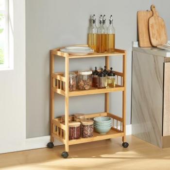 Chariot de service Huddinge 80x53x30 cm en bambou noir naturel
