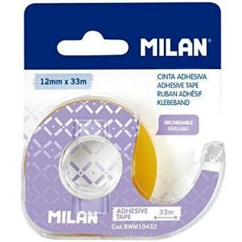BLÍSTER CINTA ADHESIVA TRANSPARENTE 12mm x 33m CON DISPENSADOR MILAN