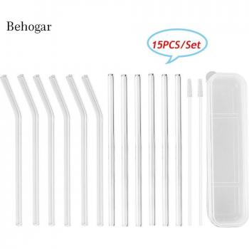 SustainStraws 6 Clear, 6 Bent, 2 Brushes – Eco-Friendly Set