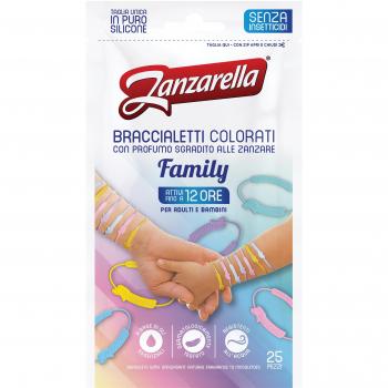 Zanzarella Braccialetti Colorati Anti-Zanzare Family 25 Pezzi