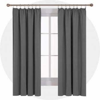 Deconovo Schallschutzvorhänge 175x140 cm Hellgrau 2er Set