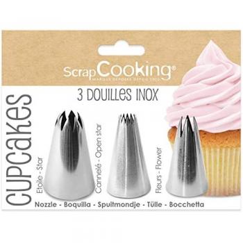 Cupcake‑Spritzwerkzeug – 3‑teiliges Edelstahl-Set von Scrapcooking