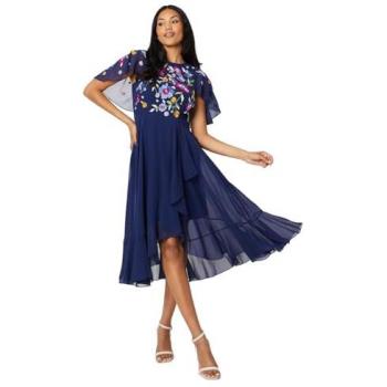 Coast Women's Elegant Navy Midi Dress with Cape Back