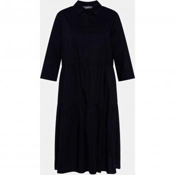 Chemisier svasato con balze e maniche a 3/4, Donna, Nero, Taglia: 60/62, Cotone/Fibre sintetiche