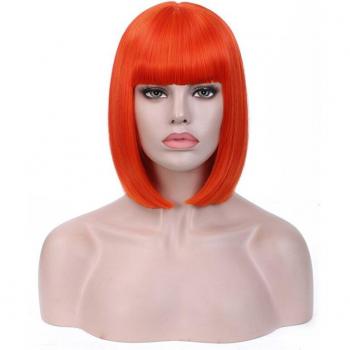 Synthetic Hair 13-Inch Blonde Bob Wig with Bangs for Cosplay