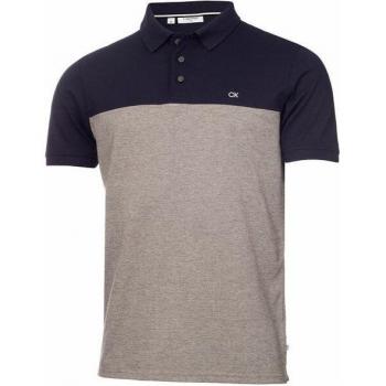 Calvin Klein Colour Block Polo Shirt Navy/Silver Marl – XXL