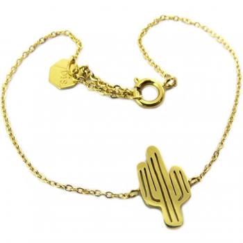 Bracelet 7bis en acier doré 'Cactus'