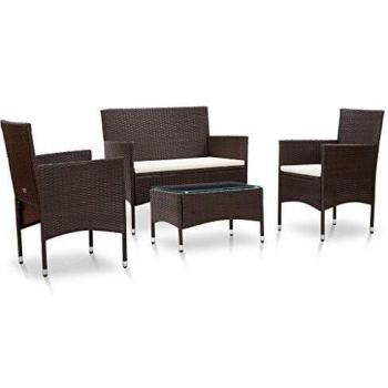 VidaXL 4-Piece Cozy Collection with Pillows – Sleek Brown Polish