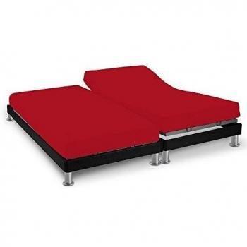 Soleil d'Ocre Drap Housse Double Coton 57 Fils Uni Rouge 2x70x190