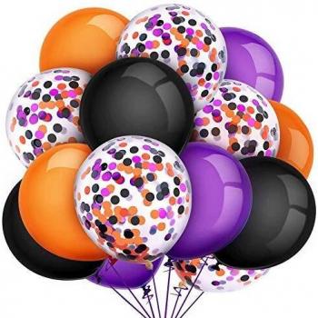 Globos de Confeti Negro Naranja Morado Halloween