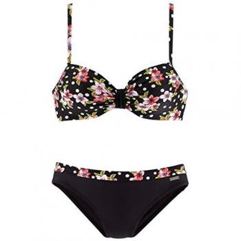 Bügel‑Bikini Set „Schattenblüte“ – Schwarzes Design, Lascana, Gr. 40 Cup B