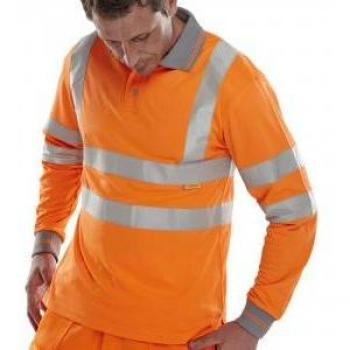 Beeswift Long Sleeve Polo Shirt Orange Small