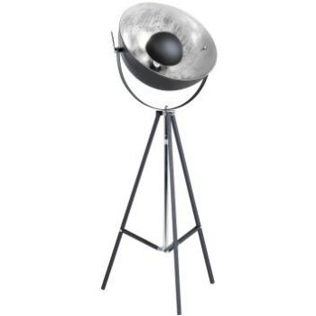Tripod Floor Lamp Black and Silver with Adjustable Open Shade 165 cm