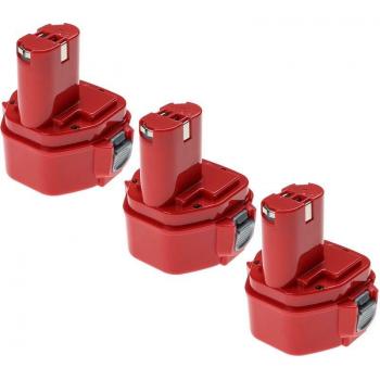 Ensemble de 3 Batteries Extensilo pour Makita 6227 et 6270 (3300 mAh, NiMH, 12 V)