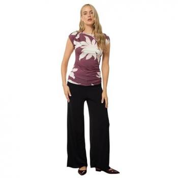Tall Red Floral Print Draped Top for Women