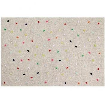 Alfombra de algodón reciclado Mini Dots Beige/Multicolor 140x200 cm