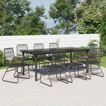 VidaXL 9 Piece Outdoor Dining Set Black PVC Rattan