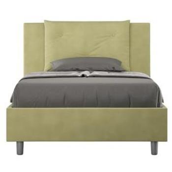 Cama Appia 110x190 con base y contenedor de té en tejido microfibra verde