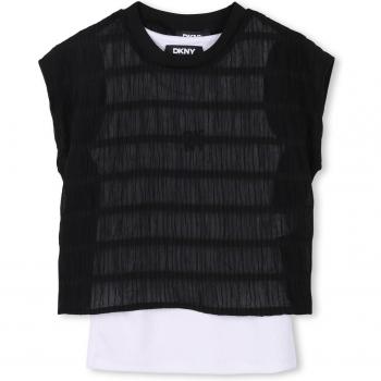 DKNY Camiseta Casual para Niña 12 años – Negra y Blanca, 150 cm, Tirantes