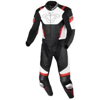 Tuta in Pelle Macna Varshall 2 Pezzi Perforata Nero Bianco Rosso 54