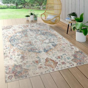 Outdoor Teppich Paco Home – 200x280 cm, wetterfest, orientales Vintage‑Design, Farben Beige/Blau/Creme