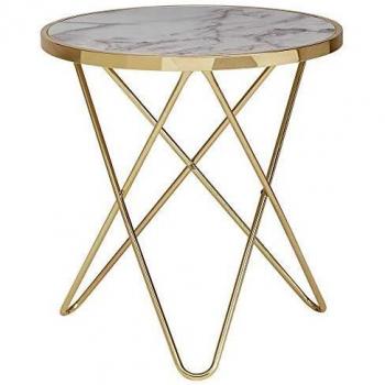 Beistelltisch Gold Metallgestell Marmor Optik Ø55 cm