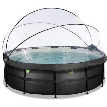 Piscina Exit Premium Black Leather 450x122 cm con Filtro de Arena, Cubierta y Bomba Calor