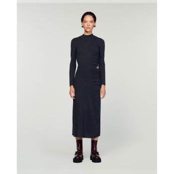 Sandro Classic Grey Wool‑Cashmere Maxi Dress for Women EU38 (S)