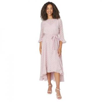 Blush Women's Spot Ruffle Sleeve Midaxi Dress