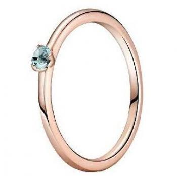 Anillo Pandora Azul Claro con Cristales y Recubrimiento en Oro Rosa de 14K