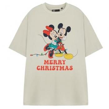 Mickey & Minnie Holiday Short Sleeve T-Shirt (Cream) 100% Cotton