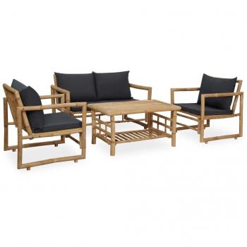 4 Piece Outdoor Lounge Set with Cushions Bamboo