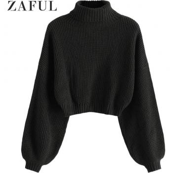 Pull femme à manches longues et col roulé